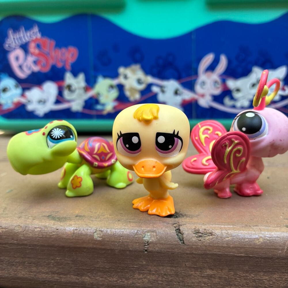 Littlest Pet Shop Duck, Turtle and Butterfly y2k LPS